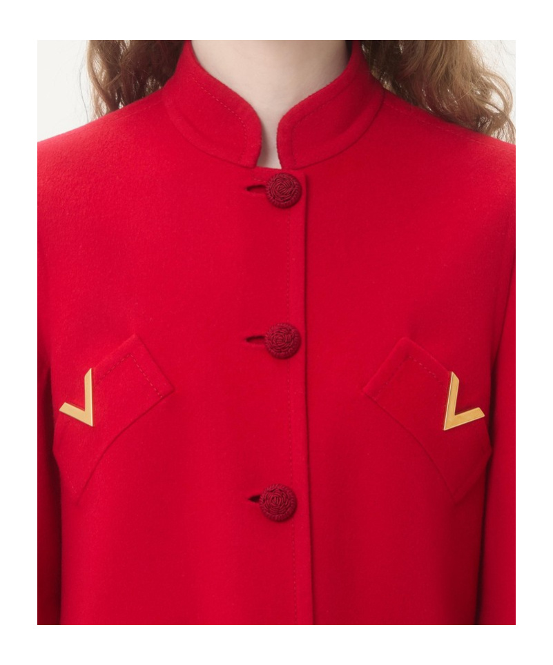 Valentino Vgold Button-up Coat In Red