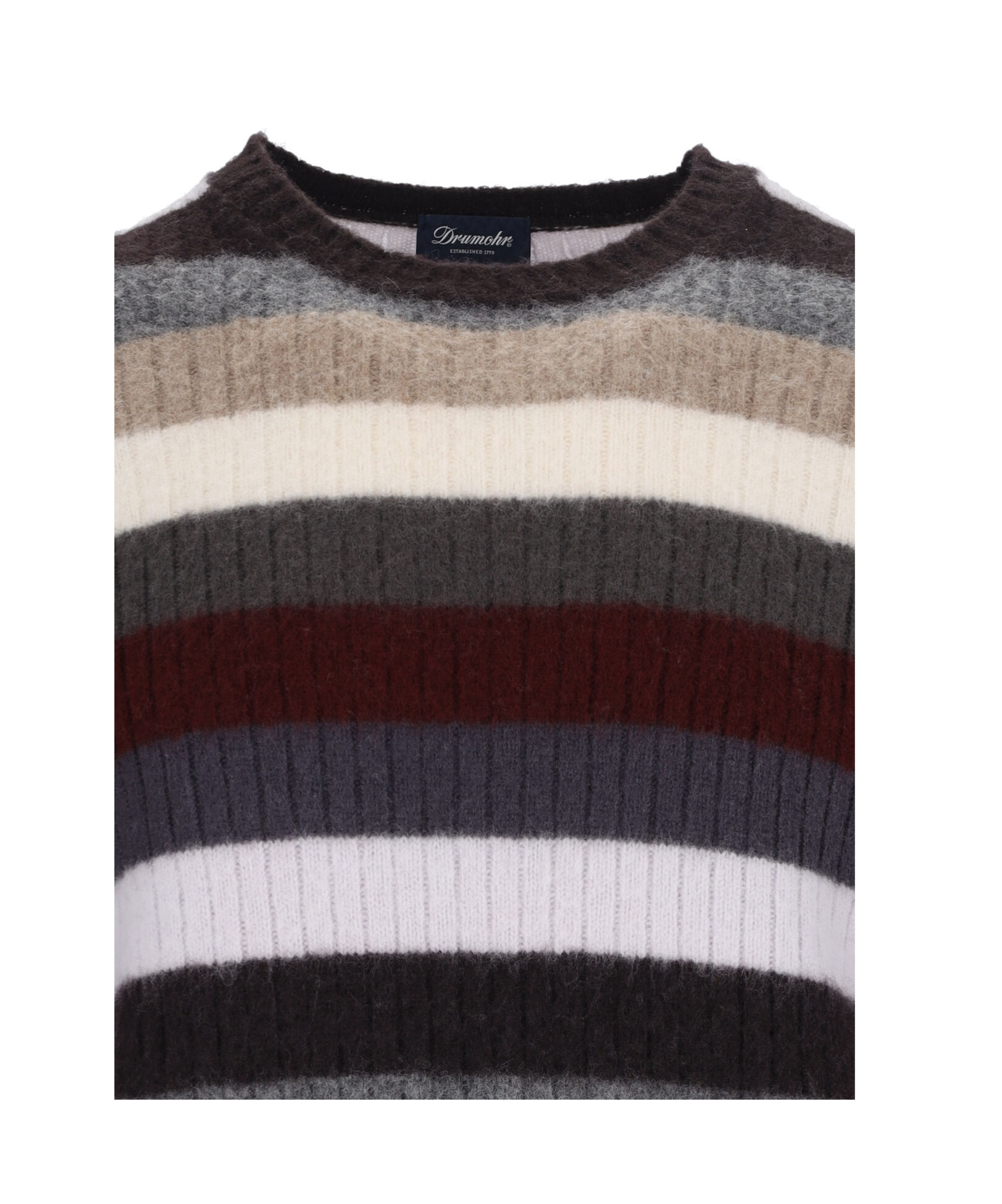 Drumohr Striped Sweater In Multicolor Wool Ribbed Design Striped In Black