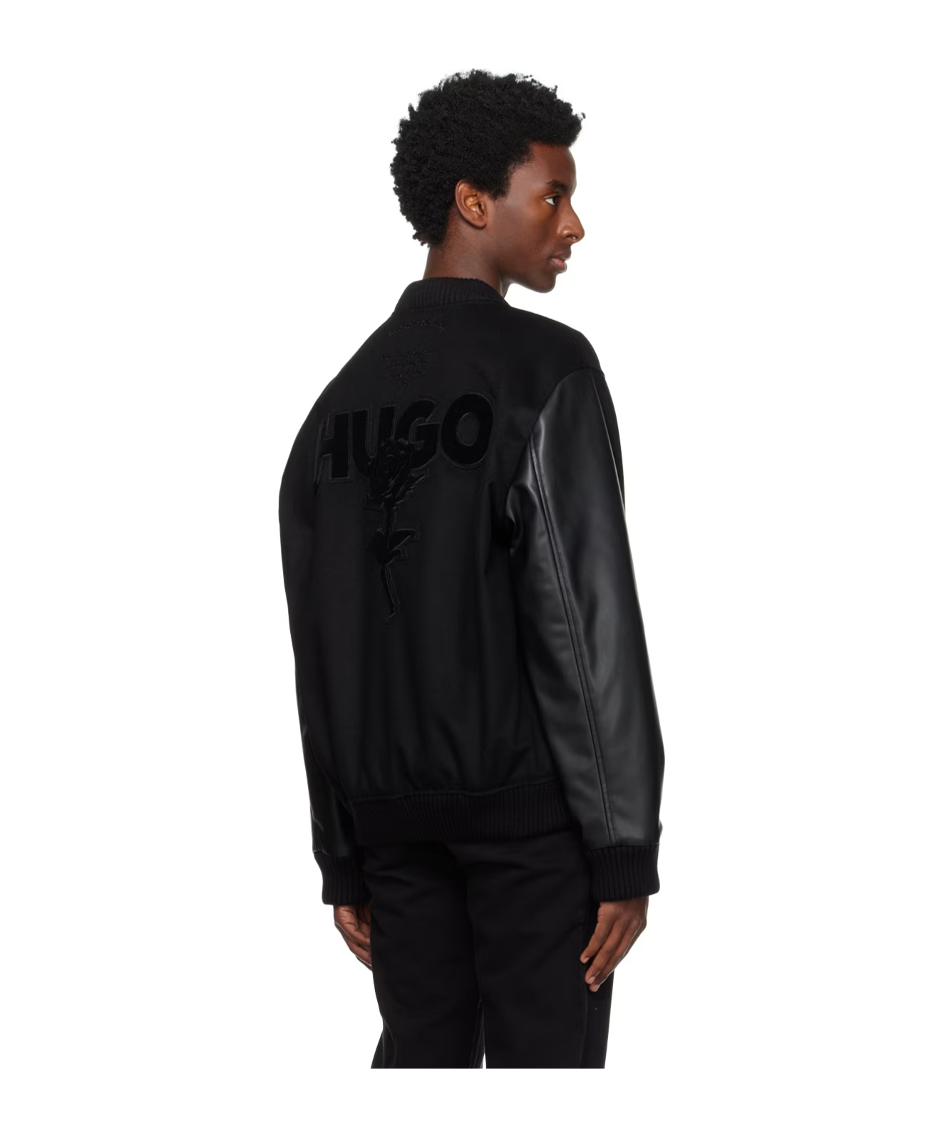 Hugo Boss Black Appliqué Bomber Jacket In Black