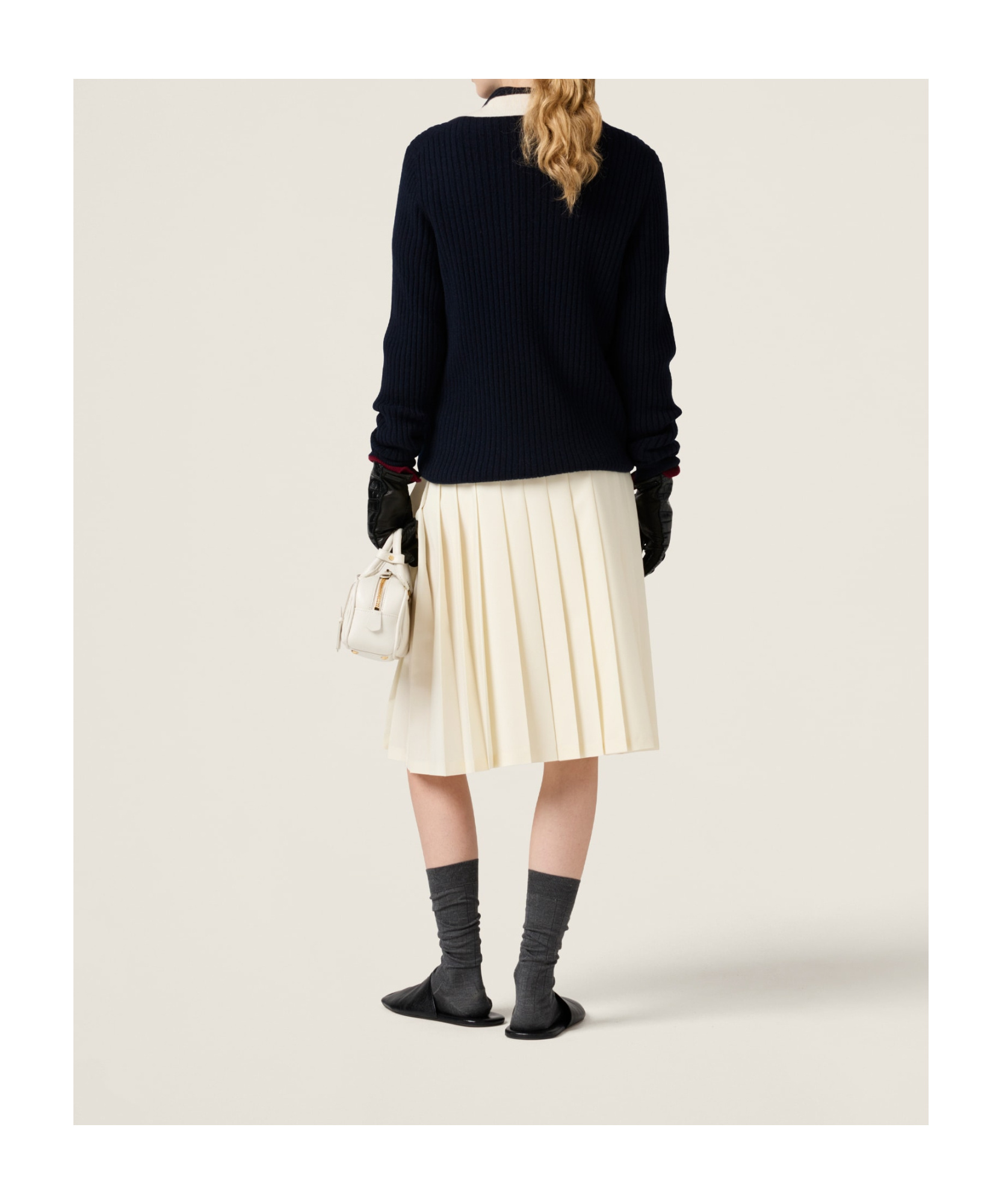 Miu Miu Pleated Mohair Fabric Skirt In Brown