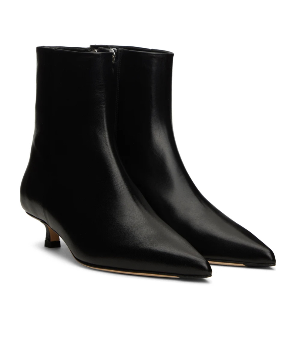 Aeyde 50mm Pointed-toe Ankle Boots In Black