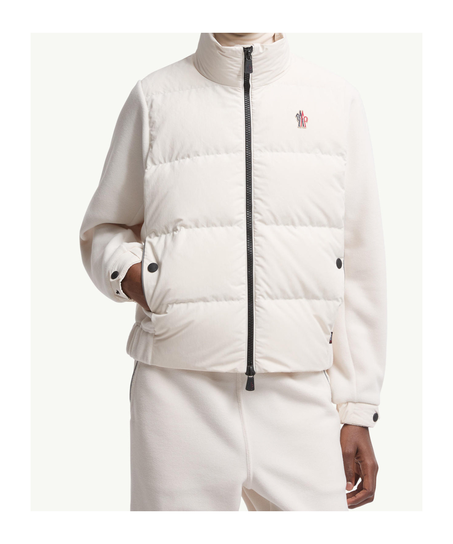 Moncler Polartec Padded Zip-up Hoodie In White