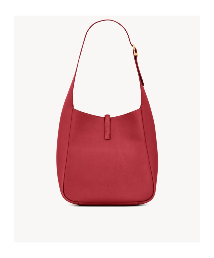 Saint Laurent Le 5 A 7 Ysl Small Hobo In Smooth Supple Leather In Red