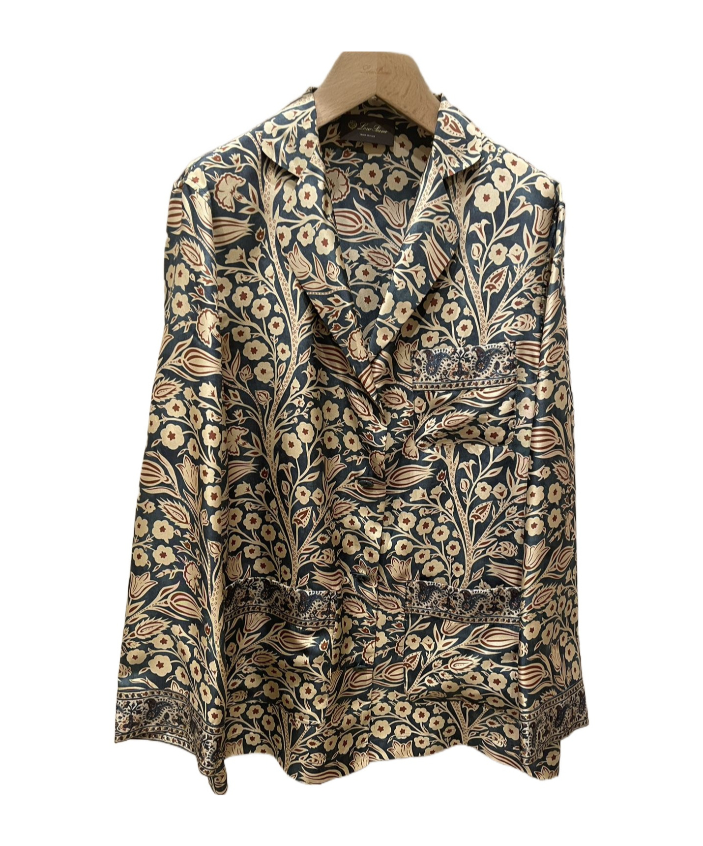 Loro Piana Jameela Shirt In Dark Turquoise/light Sand/ochre Red