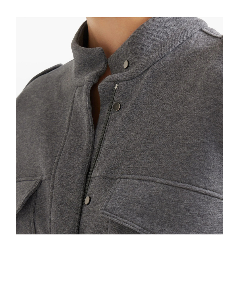 Brunello Cucinelli Smooth French Terry Cardigan-style Top In Gray