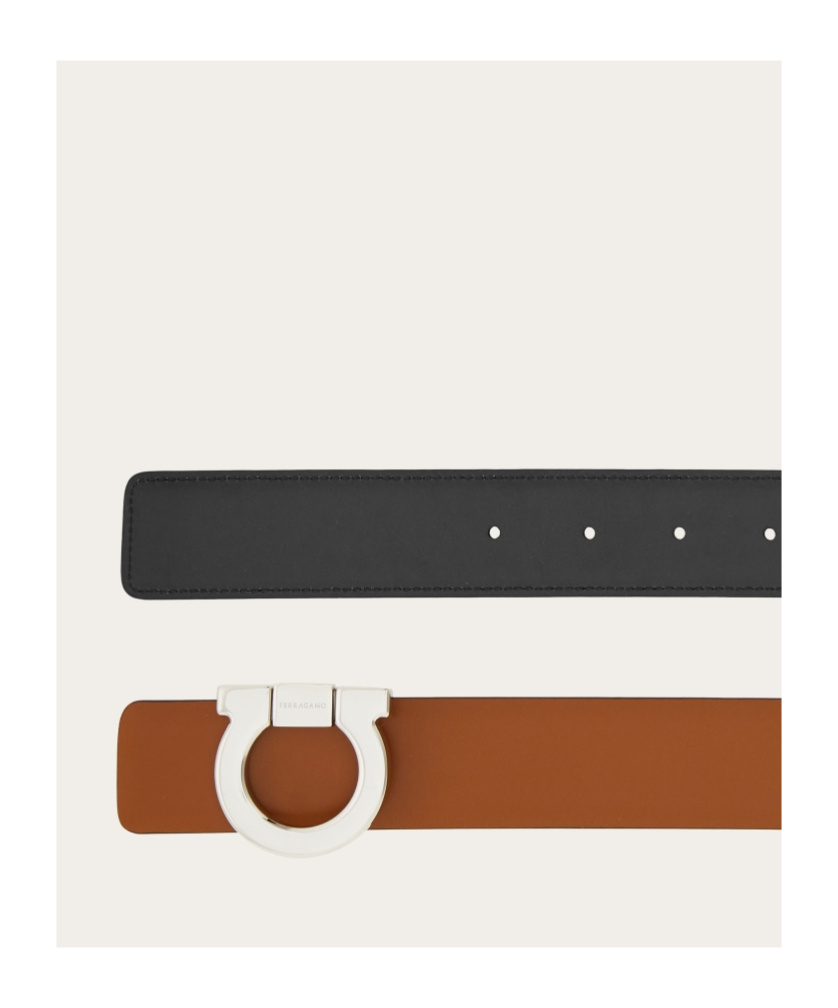 Ferragamo Double-sided Gancini Belt In Brown