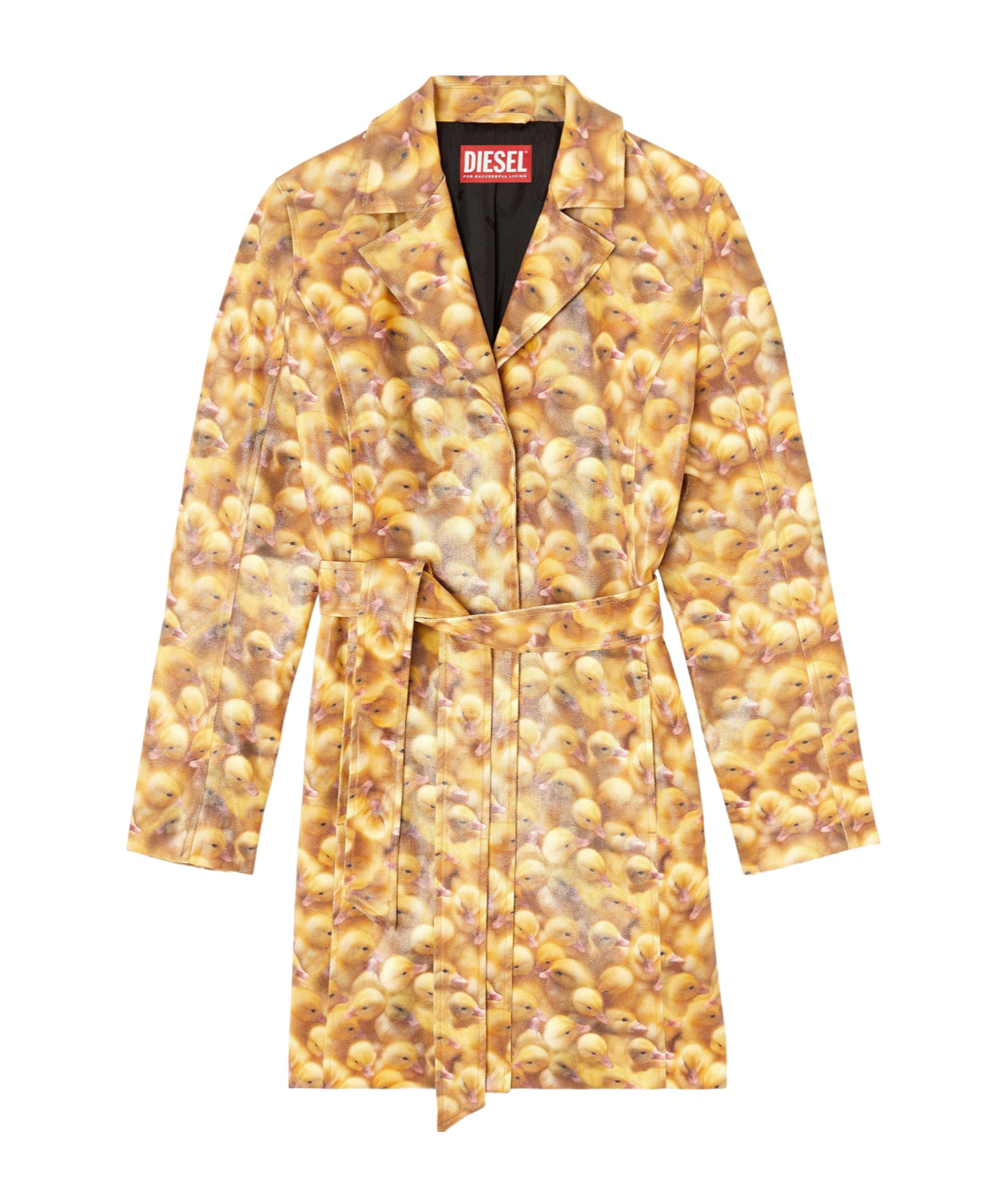 Diesel G-oji Duckling-print Belted Coat In Yellow