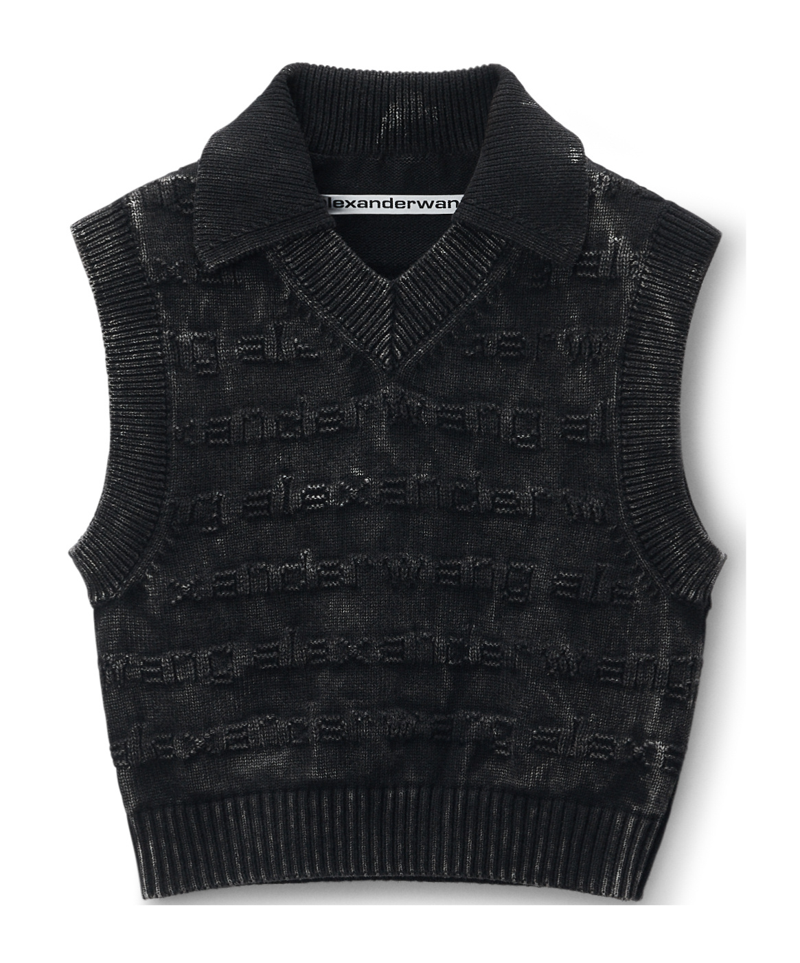 Alexander Wang Logo-intarsia Knitted Vest In Black