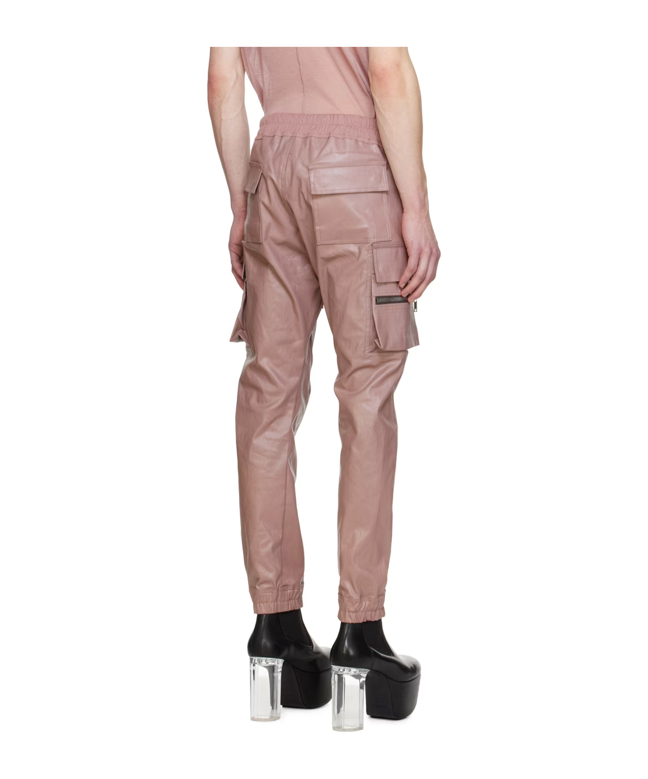 Rick Owens Pink Mastodon Denim Cargo Pants In Pink
