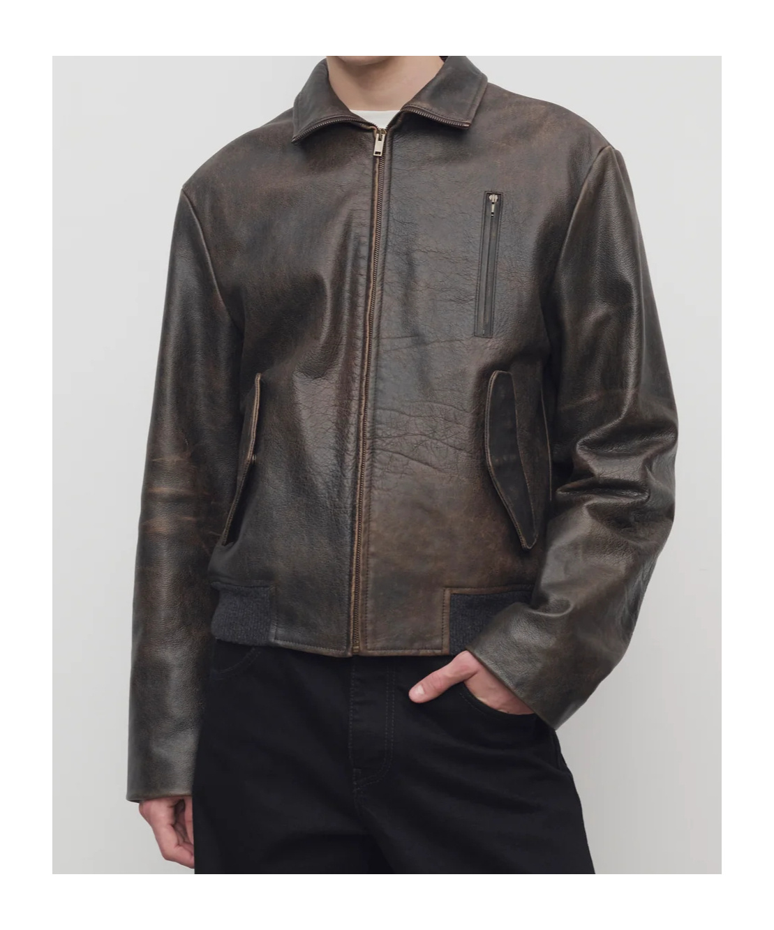 The Row Akia Jacket In Leather In Brown