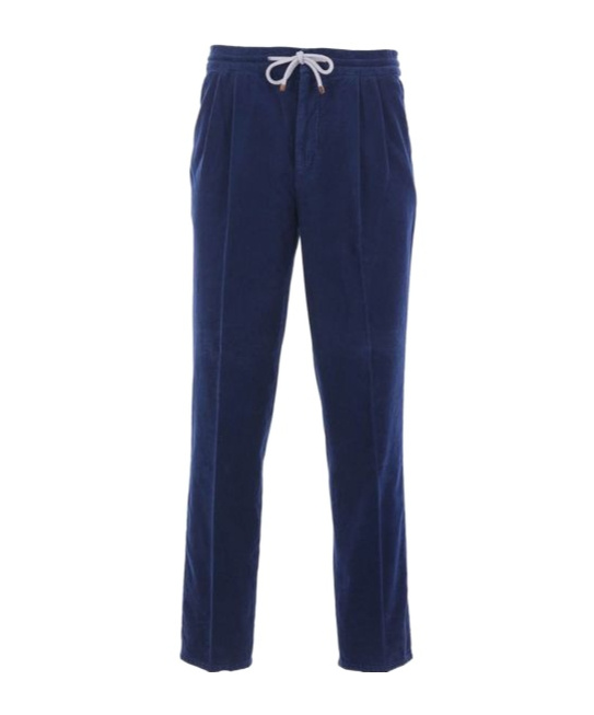 Brunello Cucinelli Garment-dyed Leisure Fit Corduroy Trousers In Blue