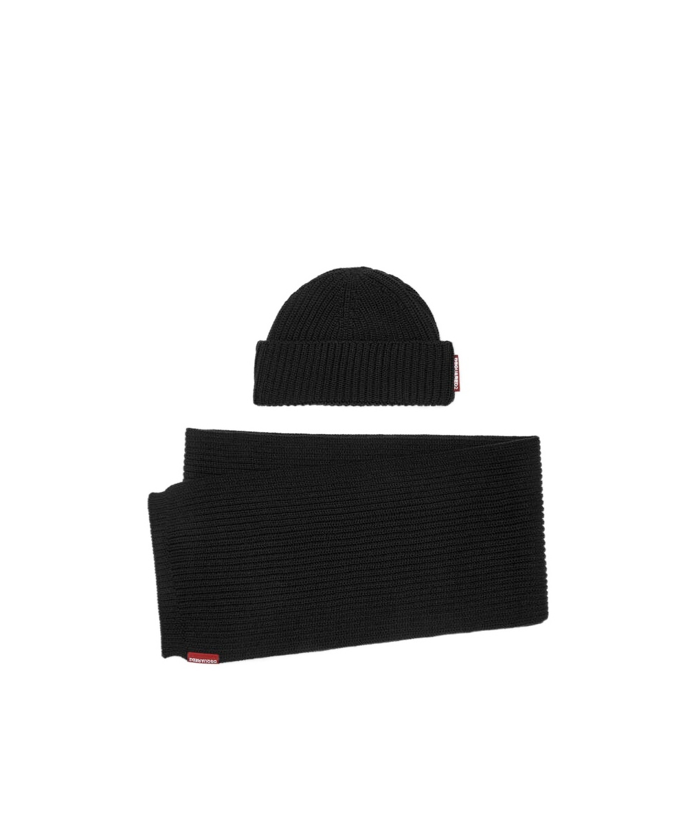 Dsquared2 Set Aus Gerippter Beanie Und Schal In Black