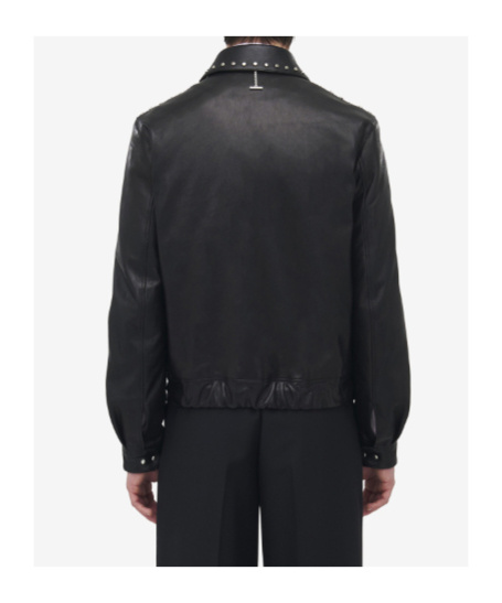 Alexander Mcqueen Studded Leather Aviator Jacket In Black