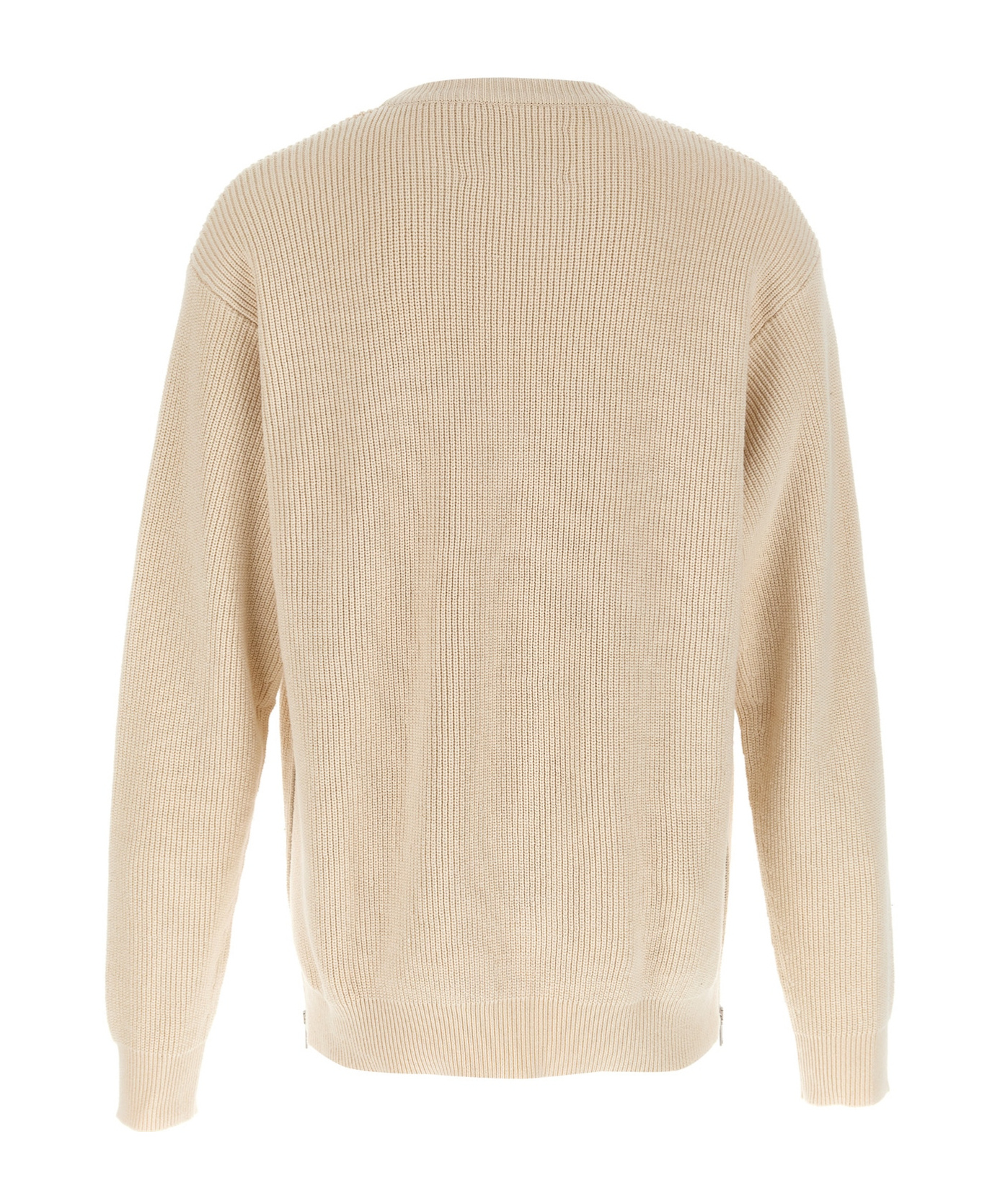 Jil Sander Crew Neck Sweater Side Zipper In Nude