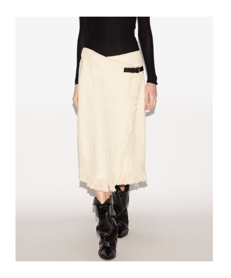 Isabel Marant Galla Cotton And Linen Wrap Skirt In Neutral