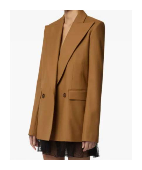 Nina Ricci Double-breasted Jacket In Wool Gabardine In Brown
