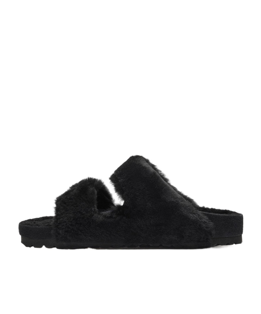 Shop Birkenstock Arizona 1774 Shearling Slides In Black