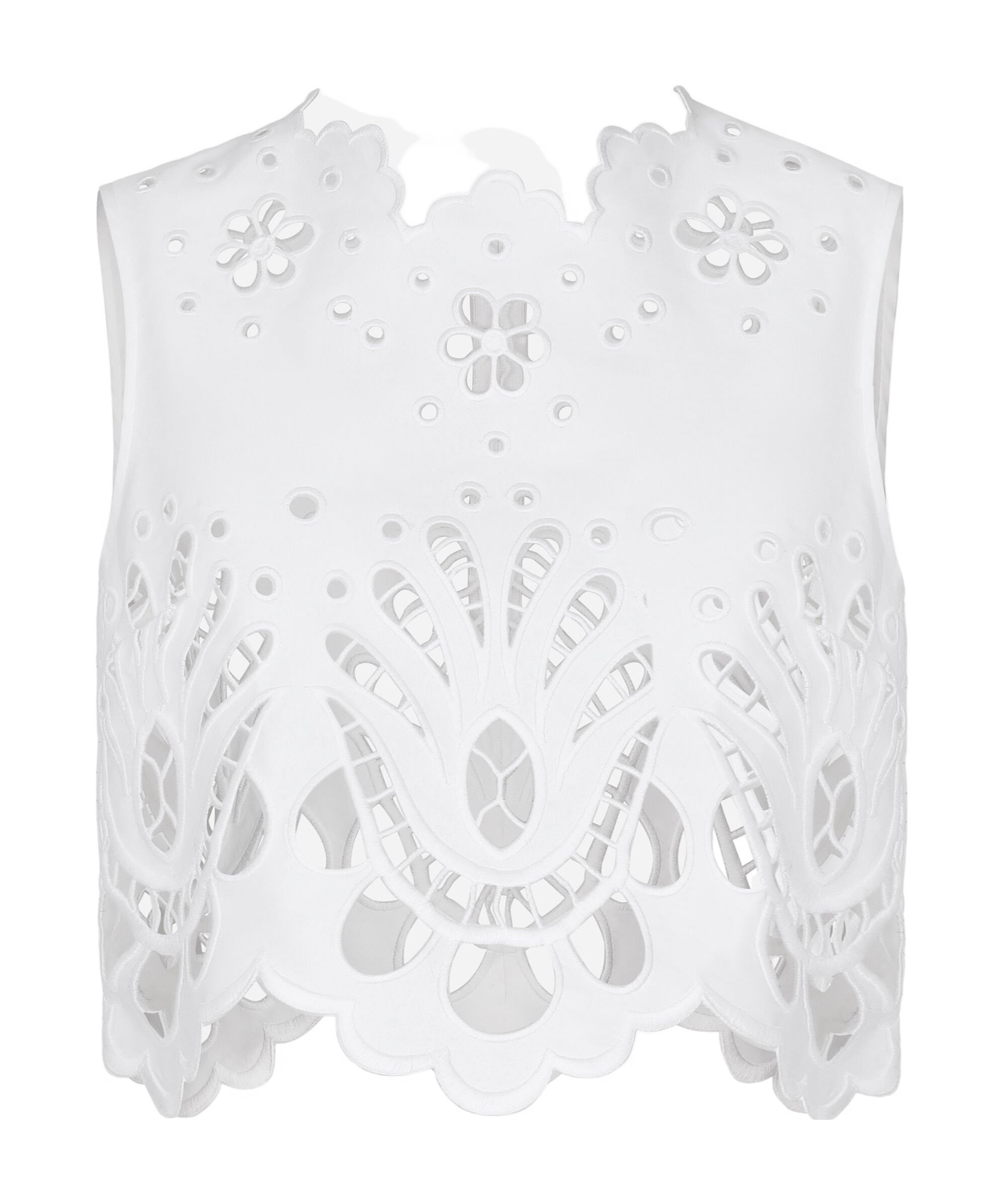 Dolce & Gabbana Cutout Embroidered Cotton Popeline Crop Blouse In White