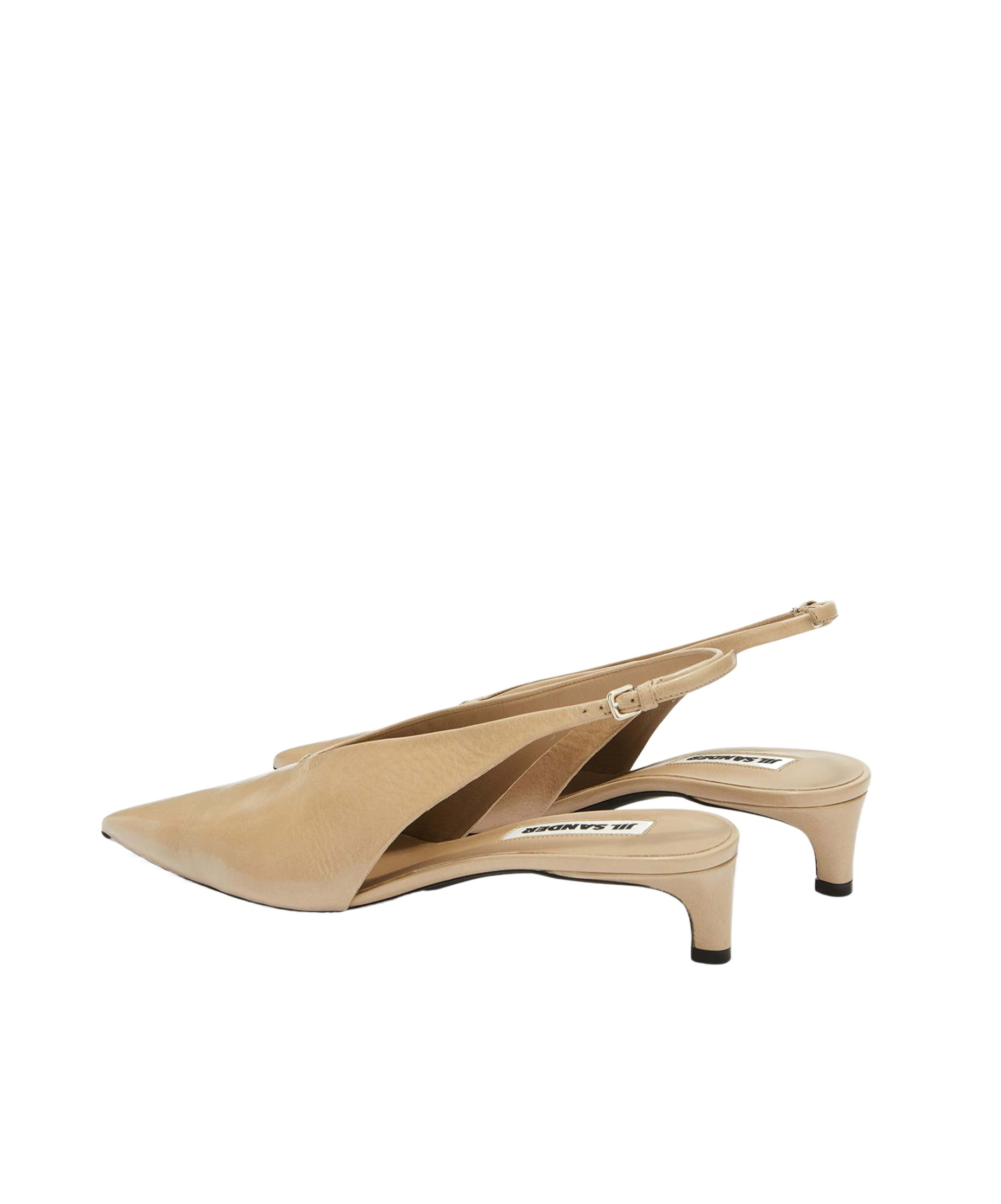 Jil Sander Leather Slingback Pumps With Adjustable Strap In Nude