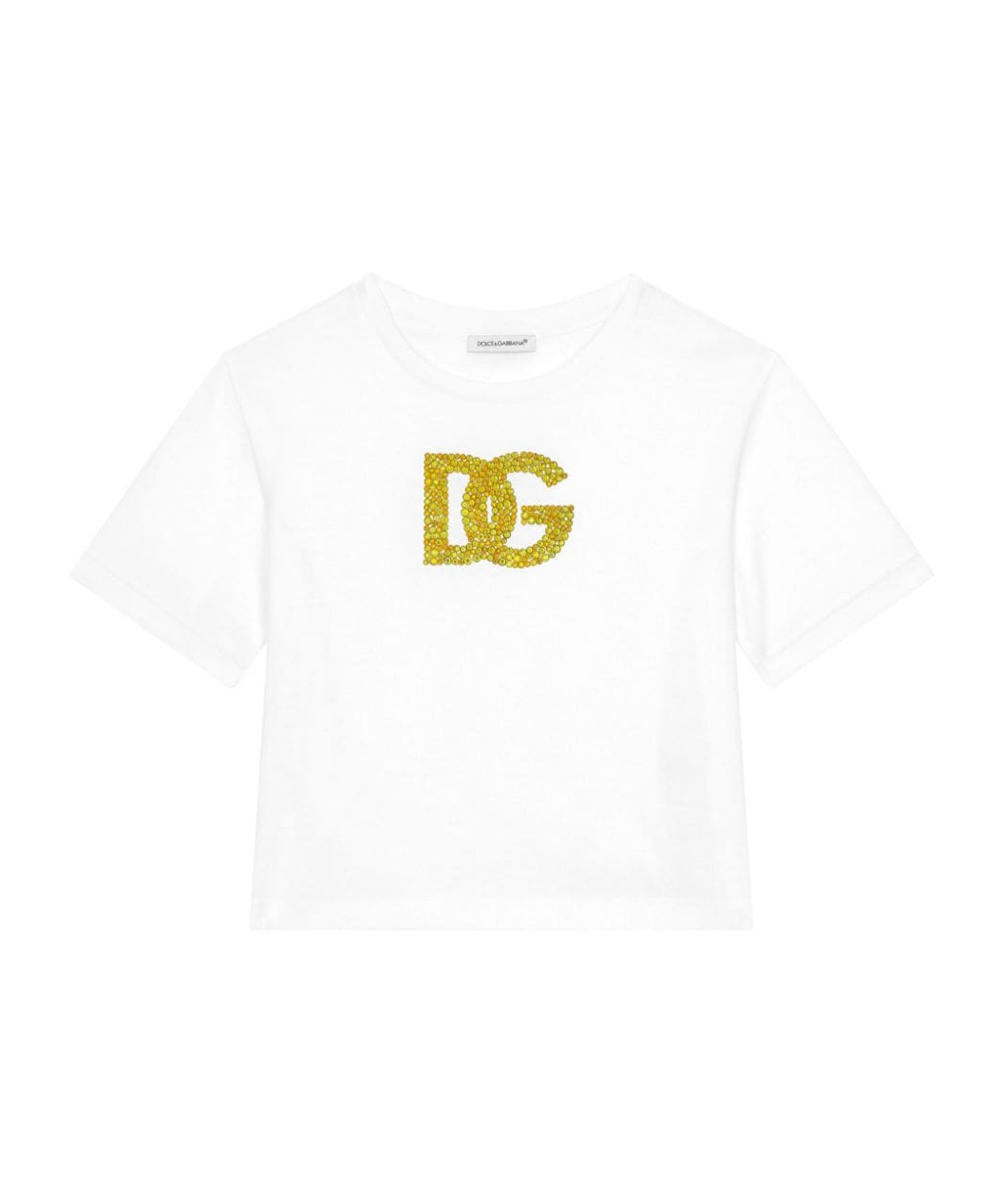 Dolce & Gabbana Girl's Embellished Interlocked Logo-print T-shirt In White