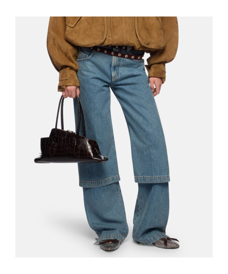 Attico Blue Jeans With Logo Detail On The Pocket And Logo Patch On The Rear In Denim Woman