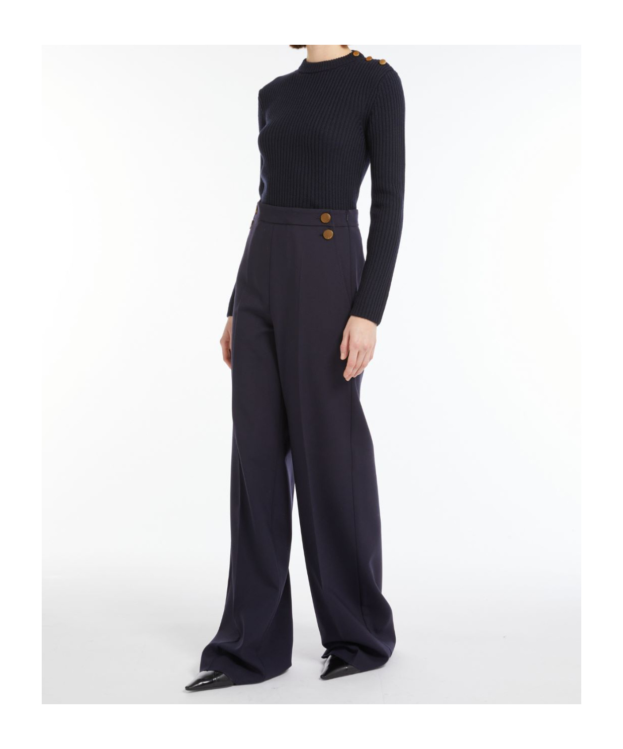 Max Mara Long-sleeved Wool Pullover In Black