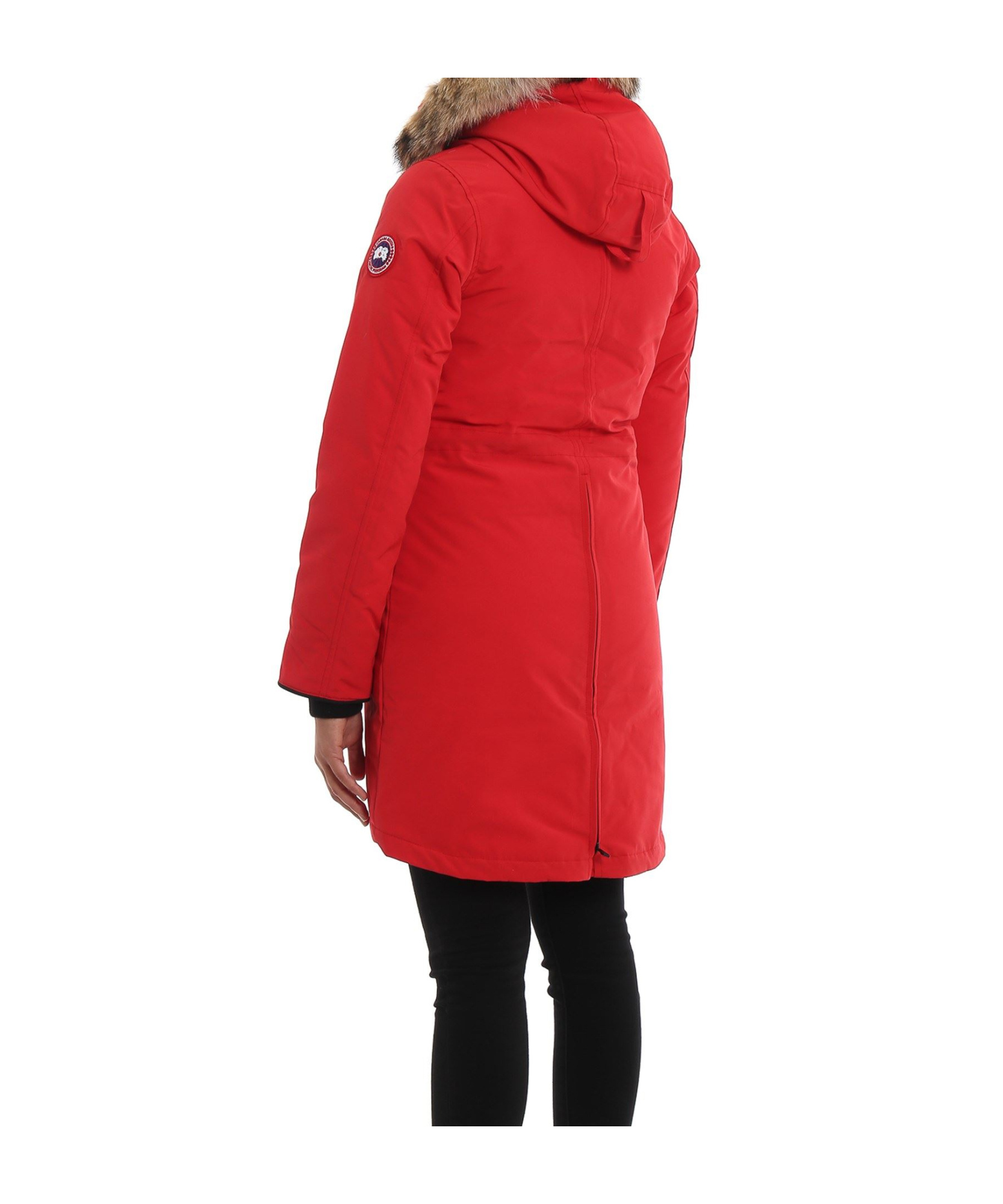 Shop Canada Goose Logo Hooded Down Jacket In Red