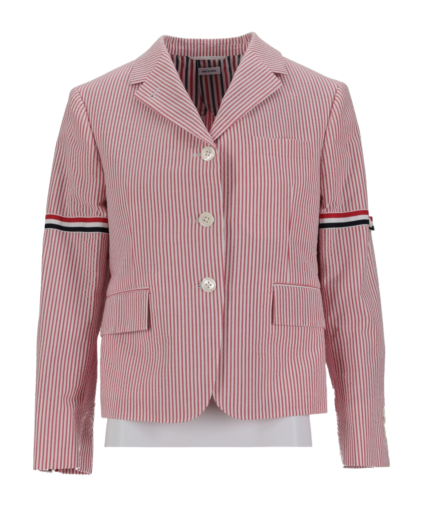 Thom Browne Seersucker Sportcoat Striped Sleeves In Red
