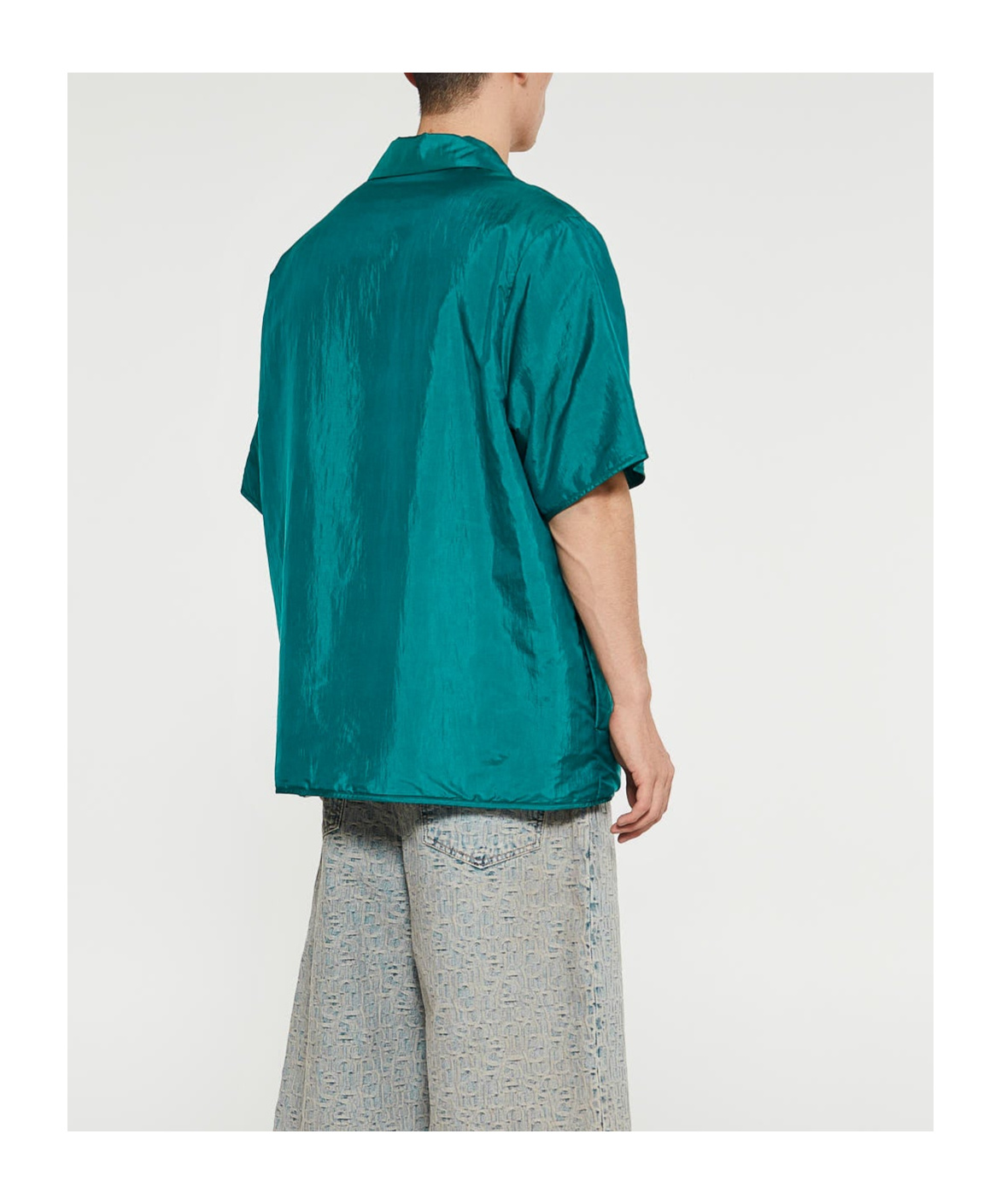 Jil Sander Green Nylon Overshirt With Boxy Fit In Green