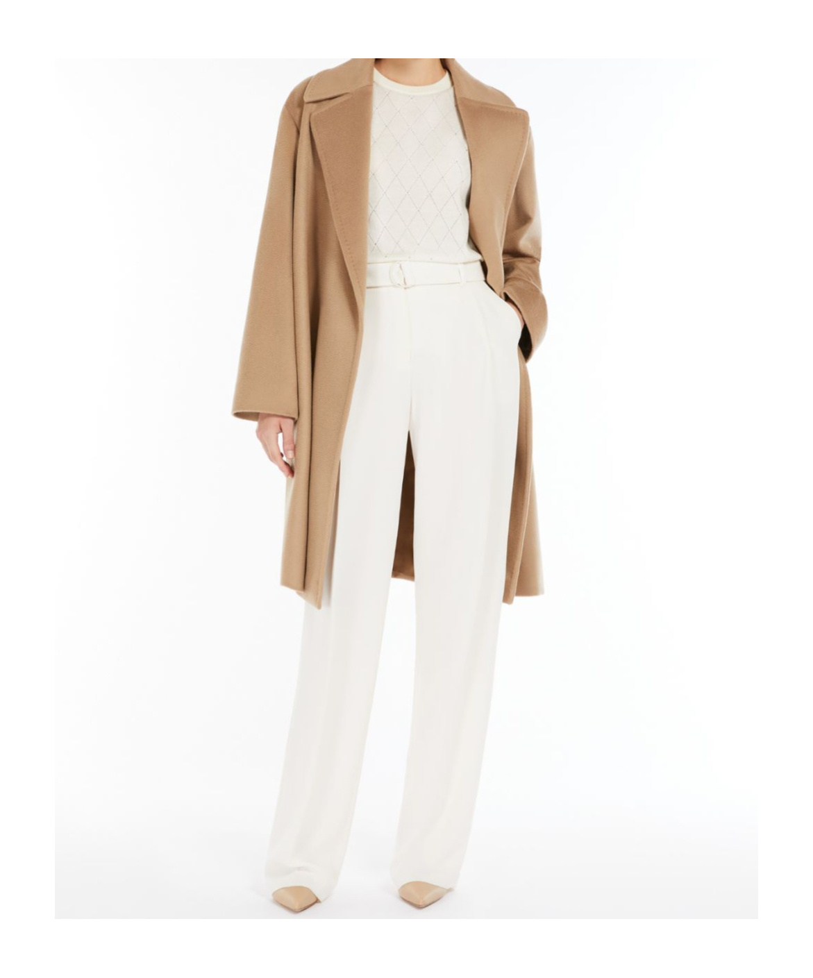 Max Mara Tigre Wool Wrap Coat In Nude