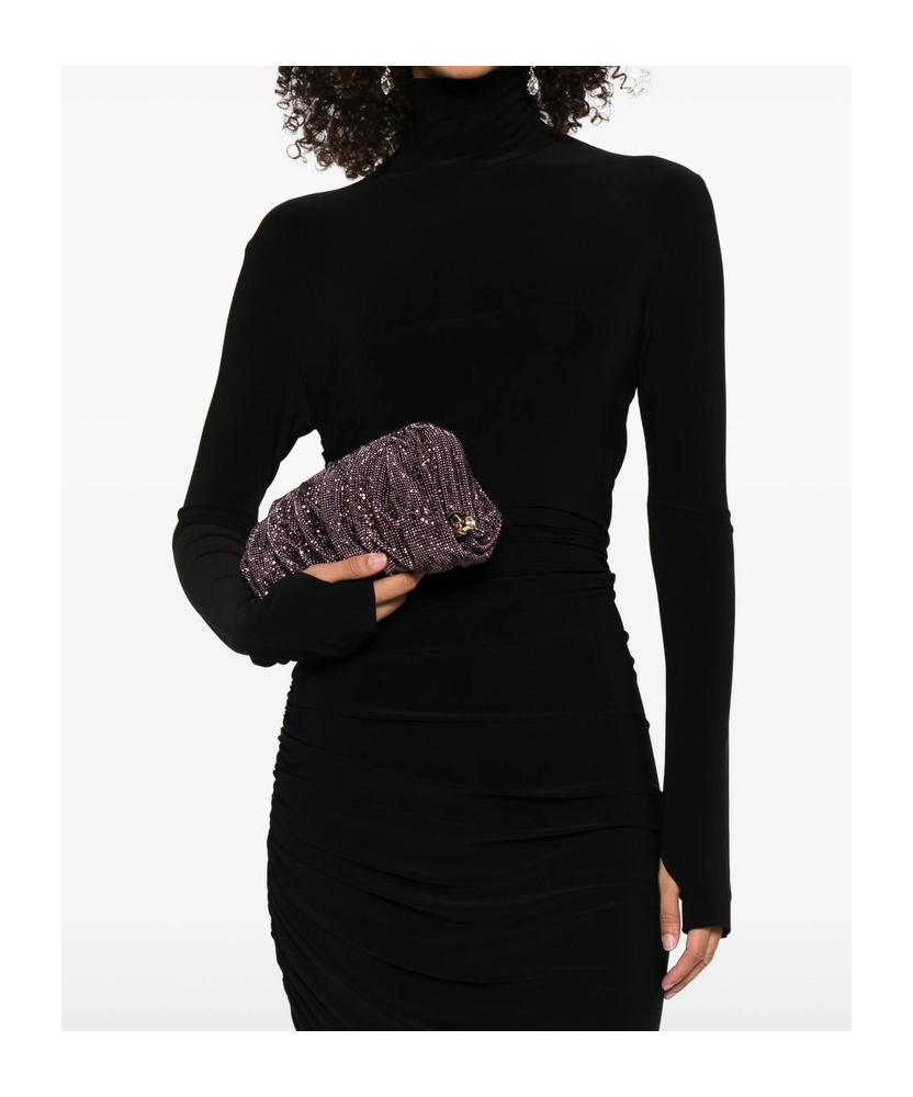 Benedetta Bruzziches Embellished Fabric Large Venus Clutch In Black