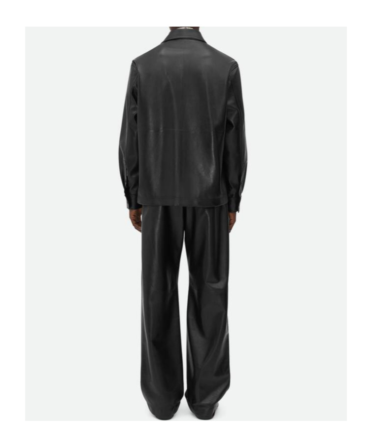 Bottega Veneta Long-sleeved Wool Pajamas Shirt In Black