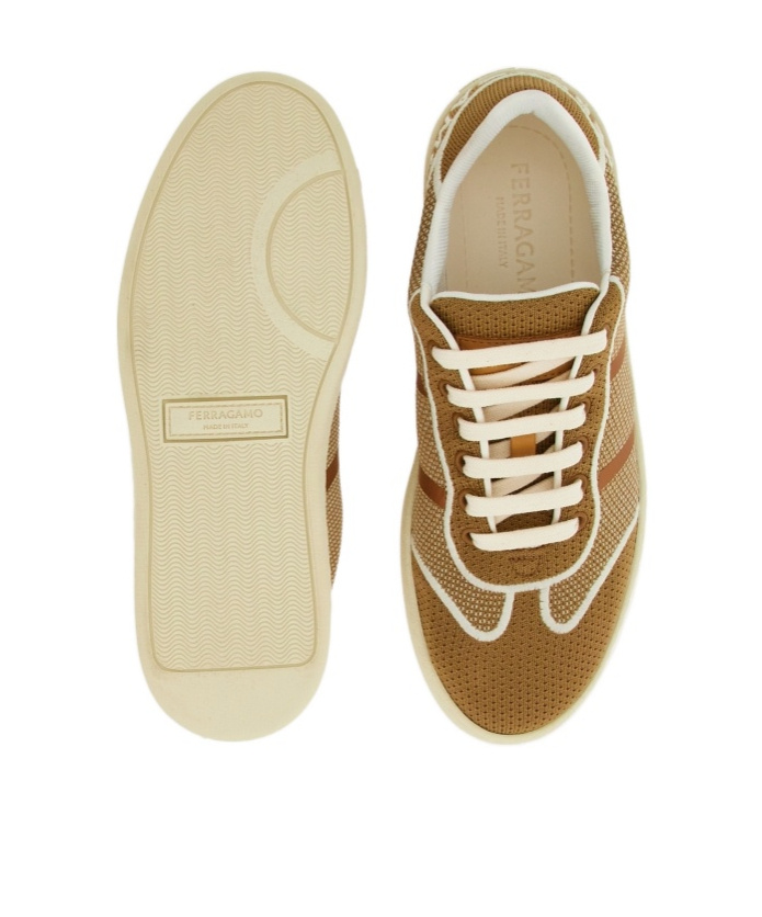 Ferragamo Logo-embroidered Low-top Sneakers In Brown