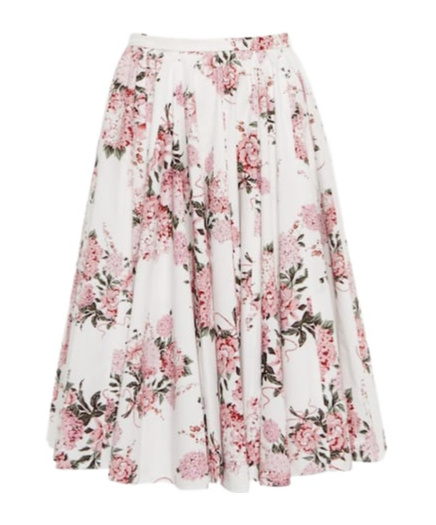 Emilia Wickstead Edy Floral Cotton Poplin Midi Skirt In White