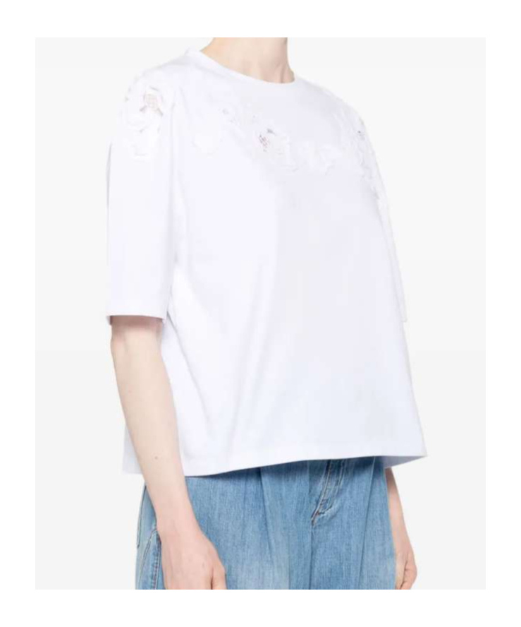 Ermanno Scervino Floral-patch T-shirt In White