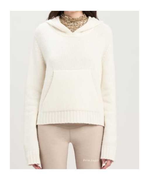 Palm Angels Logo Intarsia Knitted Hoodie In White