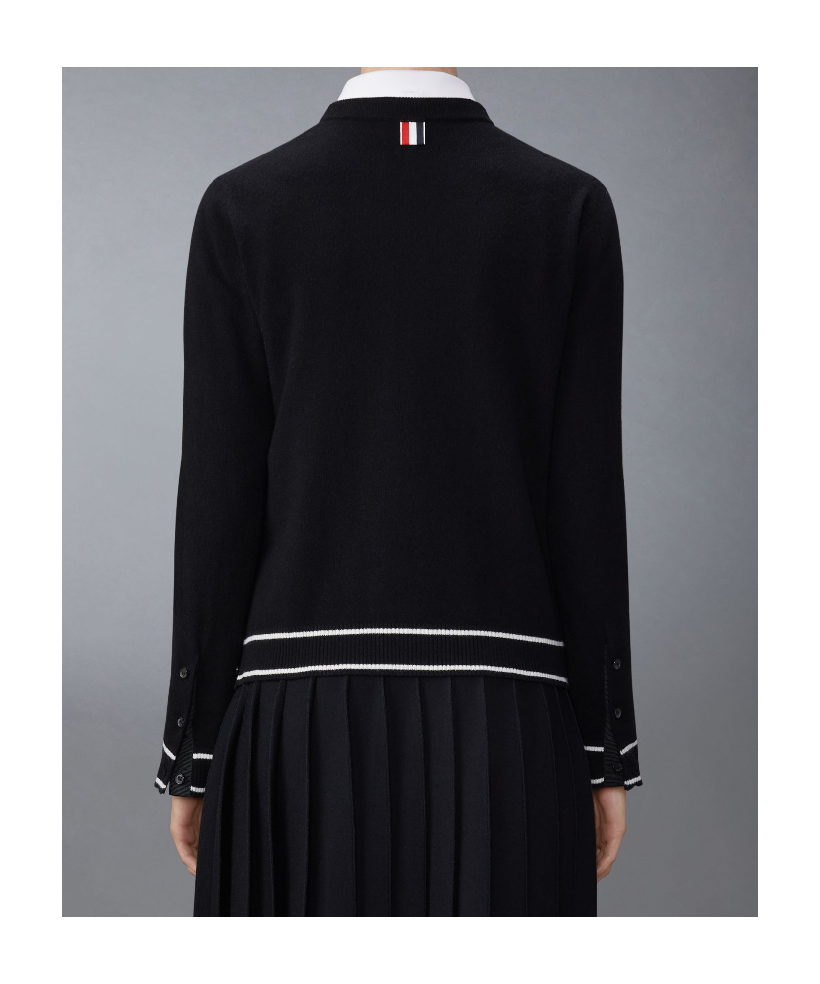 Thom Browne Black Pointelle Jersey Hector & Rose Cardigan In Black