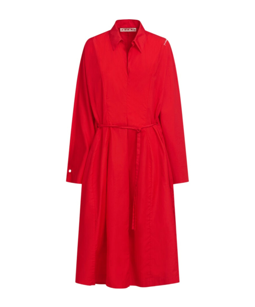 Marni Cotton Midi Dress In Red