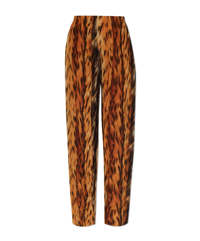 Balenciaga Straight Leg Trousers Elastic Waistband In Brown