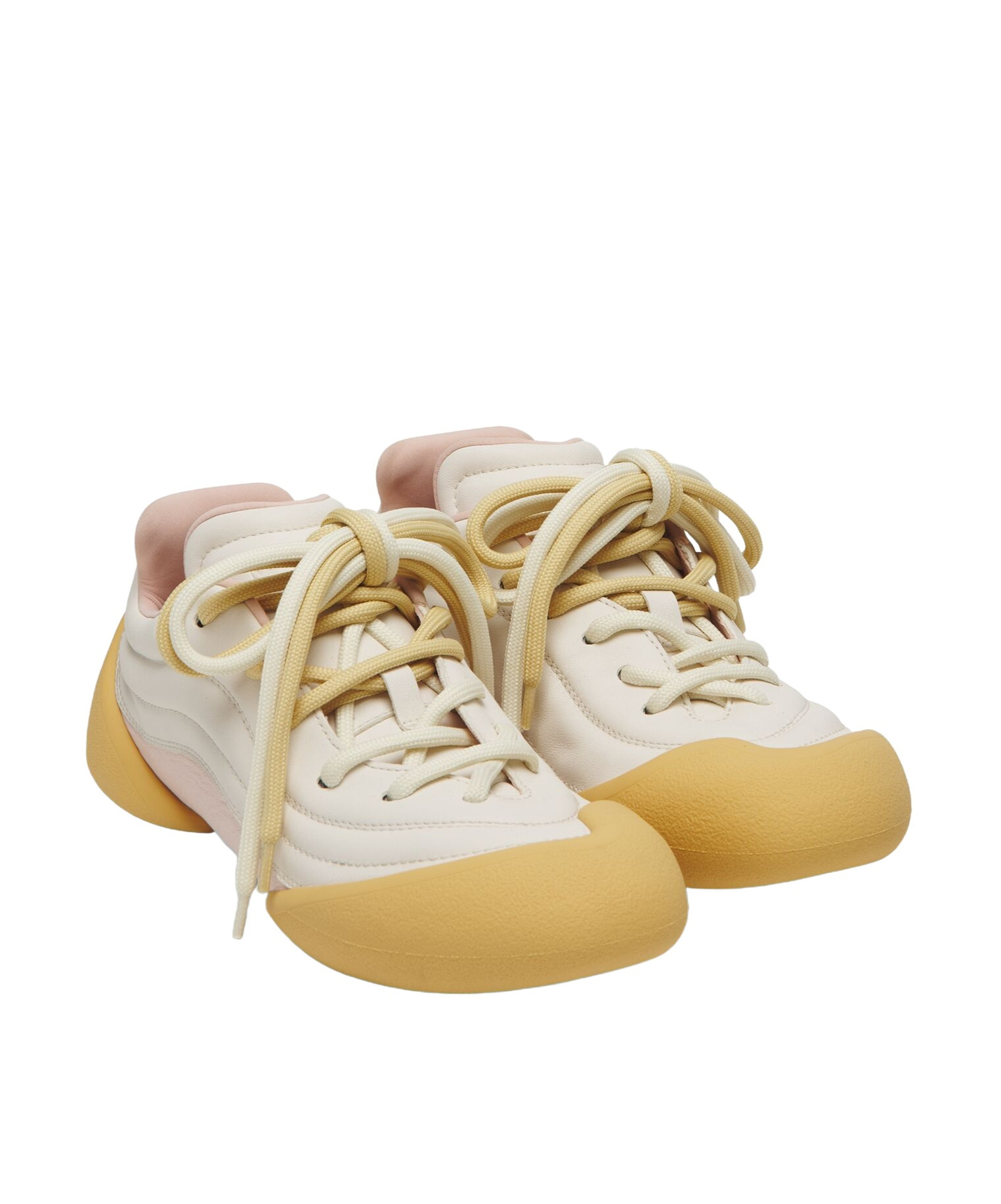 Alexander Mcqueen Leather Flexion Sneakers In Nude