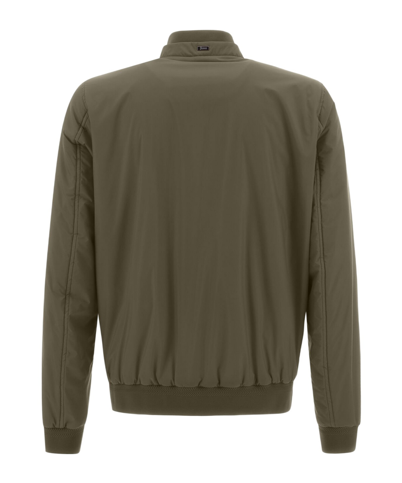 Herno Ribbed Bomber Jacket With Side Pockets In Green