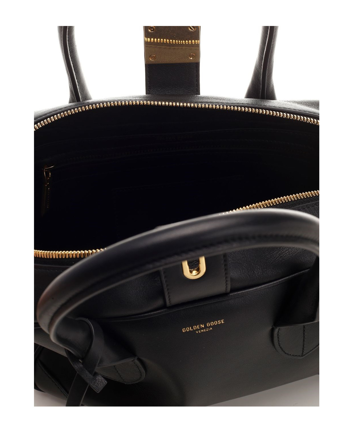 Golden Goose Deluxe Brand Logo Printed Zipped Tote Bag In Black