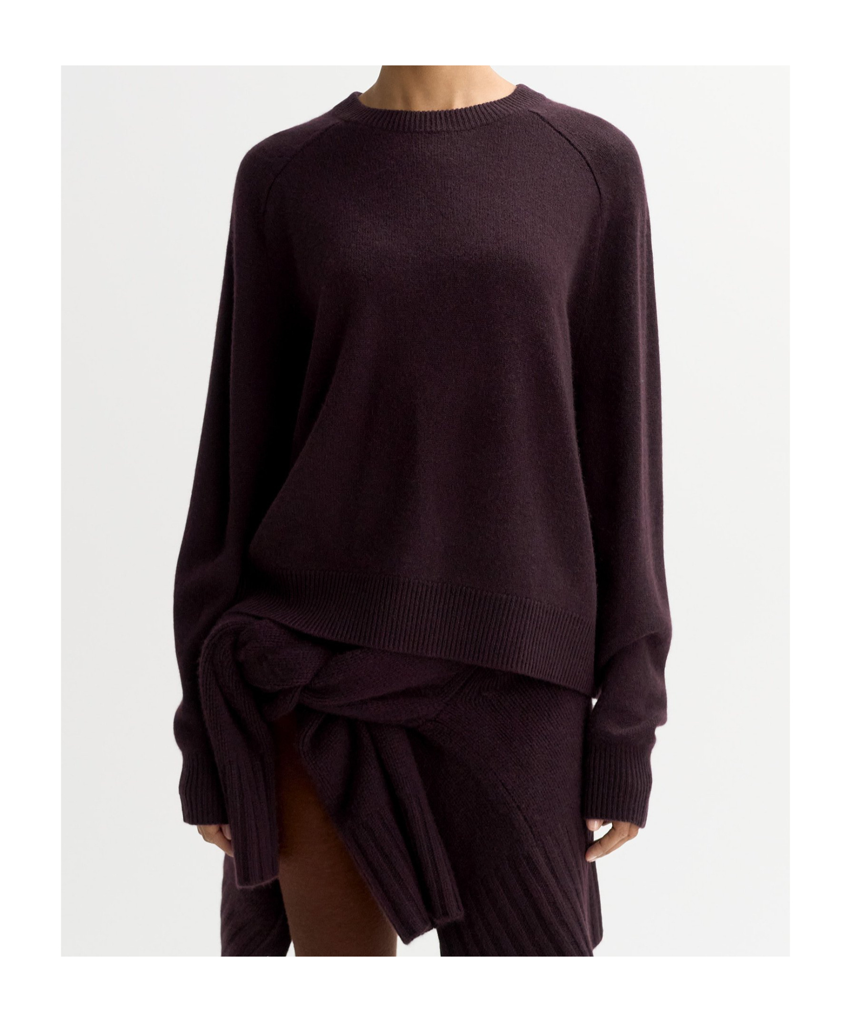 Soft Goat Crew Neck Sweater In Purple
