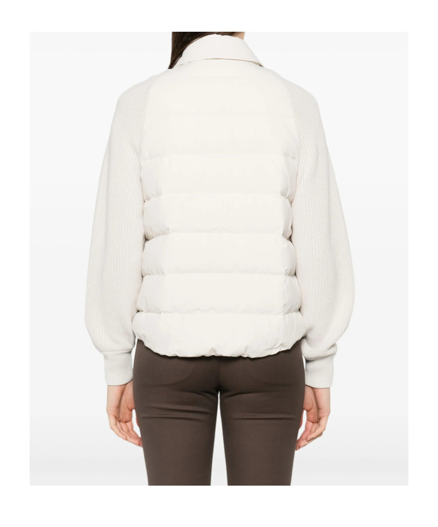 Brunello Cucinelli Two-material Down Jacket With Shiny Flap Detail