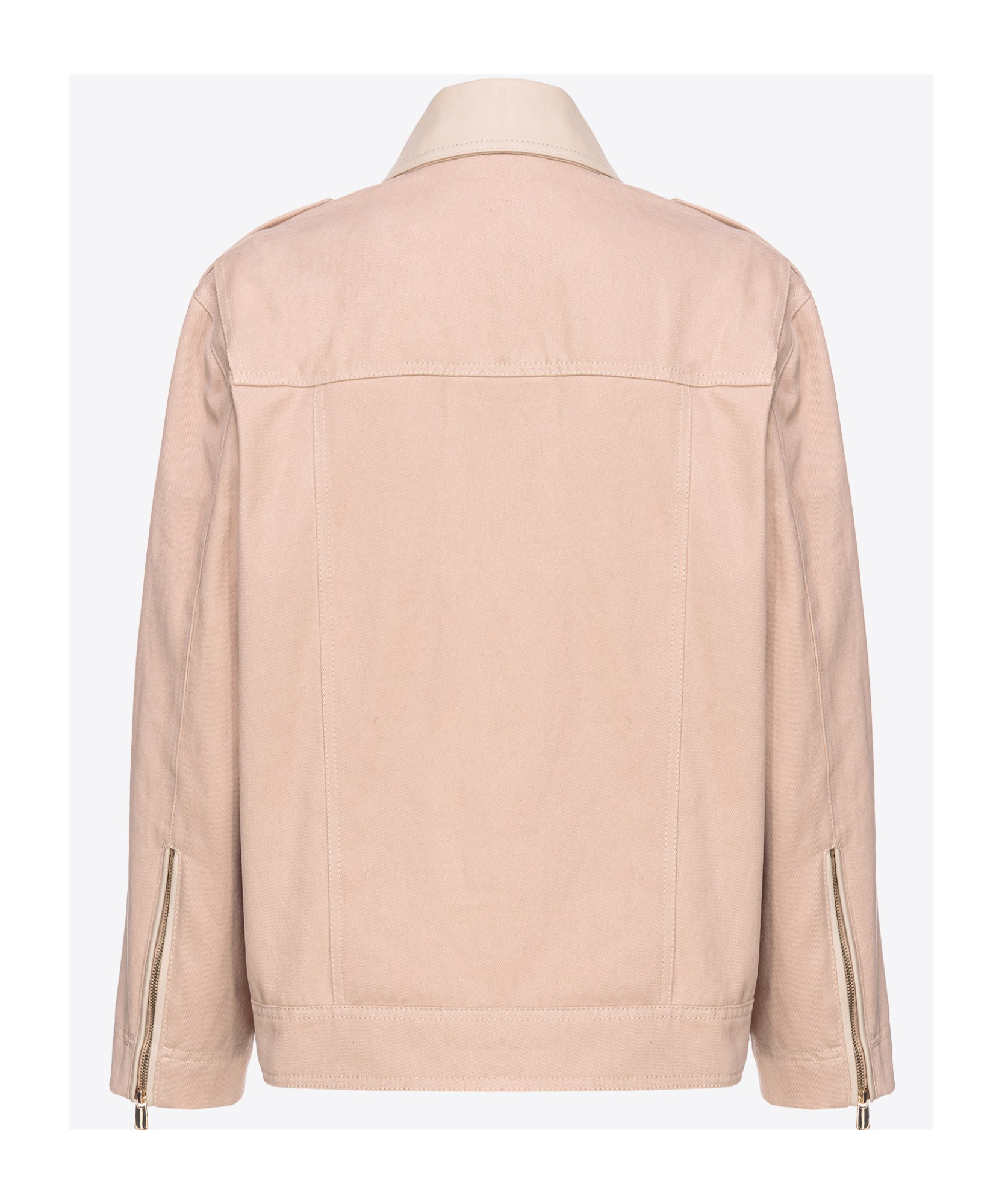 Pinko Leather-trim Cotton Biker Jacket In Nude
