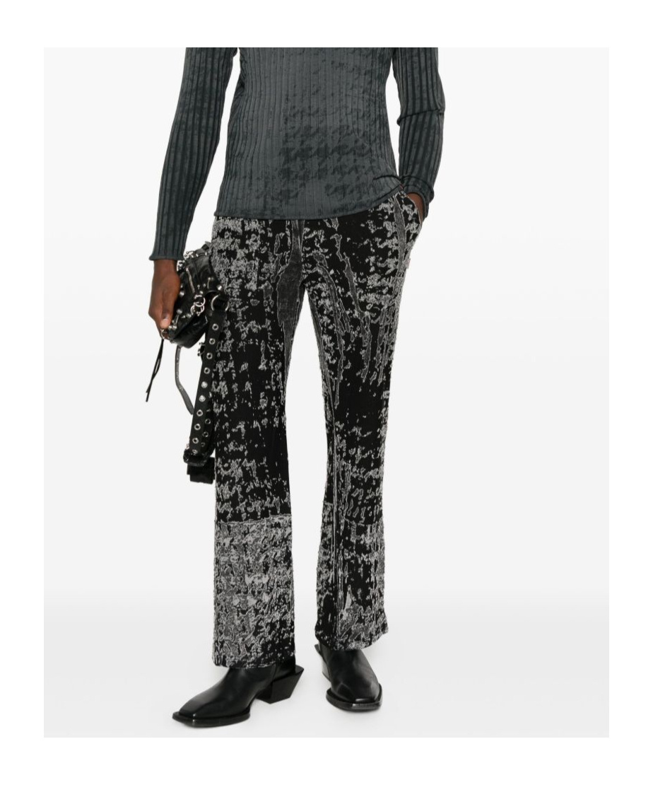 Diesel Wide Leg Velvet Trousers With Side Pockets In Black