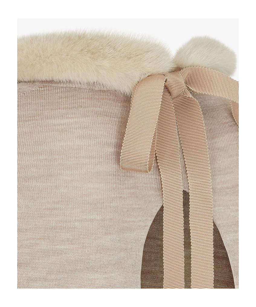 Fendi Mini Abito In Misto Lana Cappuccino Donna In Nude