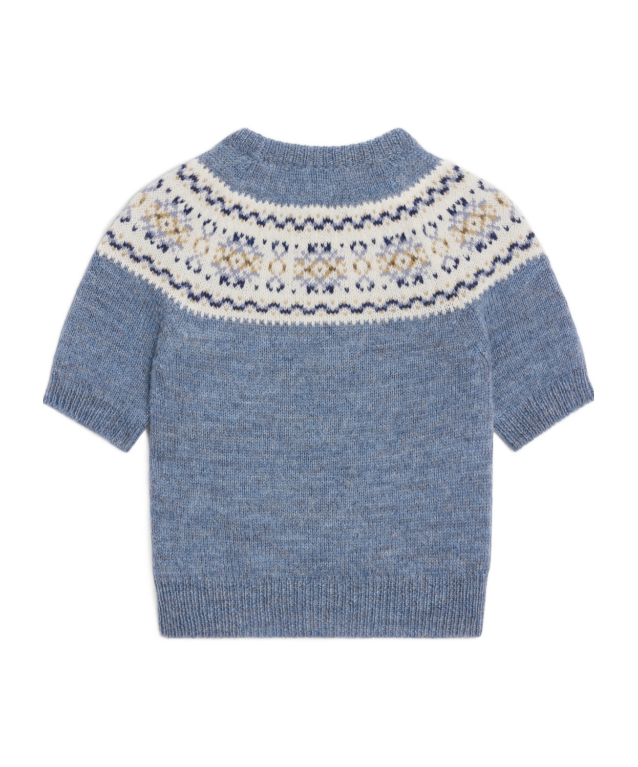 Celine Wool Short-sleeved Sweater In Blue