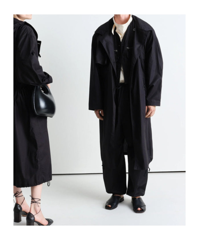 Lemaire Wool Coat In Black
