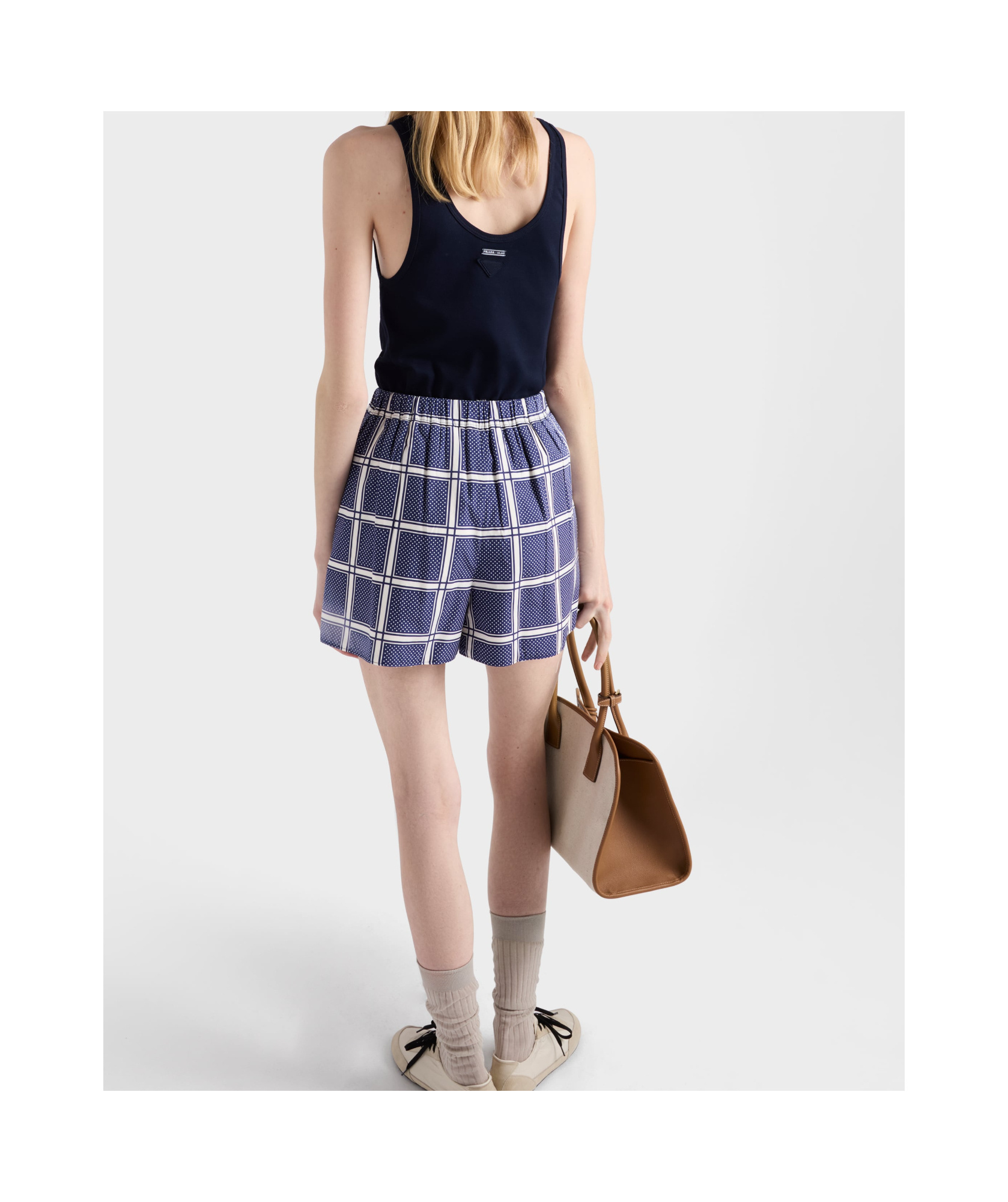 Prada Lace-up Detail Tank Top In Navy Blue